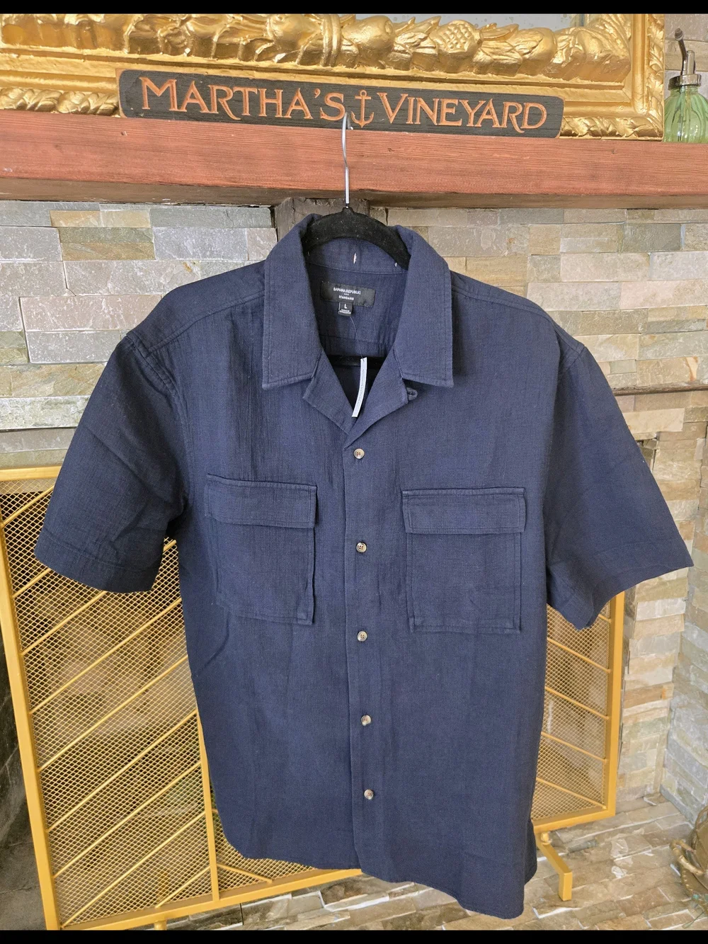 NWT Banana Republic Men's Matching Set Navy Blue Shirt & Shorts Size L
